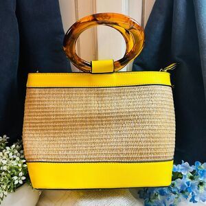 Atrie Yellow Animal Print Tote/Purse